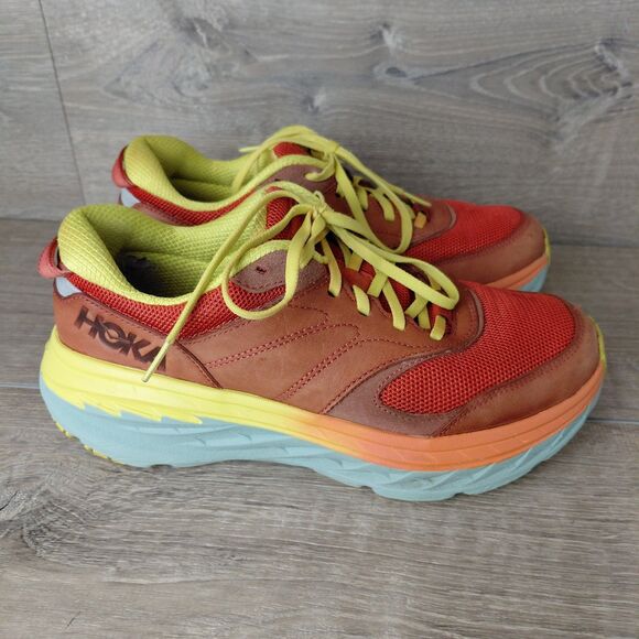 Hoka One One Bondi L Running Shoes Men Size 9.5 Red Yellow Auburn Chili Sneakers main image 2